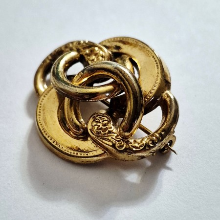 Vintage Broche d'amoureux plaque or 1900.