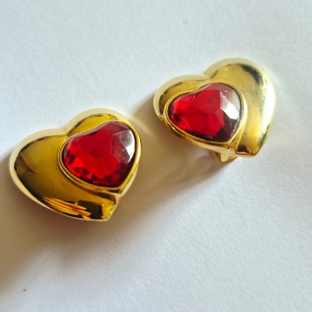 Vintage boucles d'oreilles clips coeur Loris Azzaro.