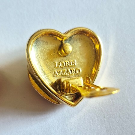Vintage boucles d'oreilles clips coeur Loris Azzaro.